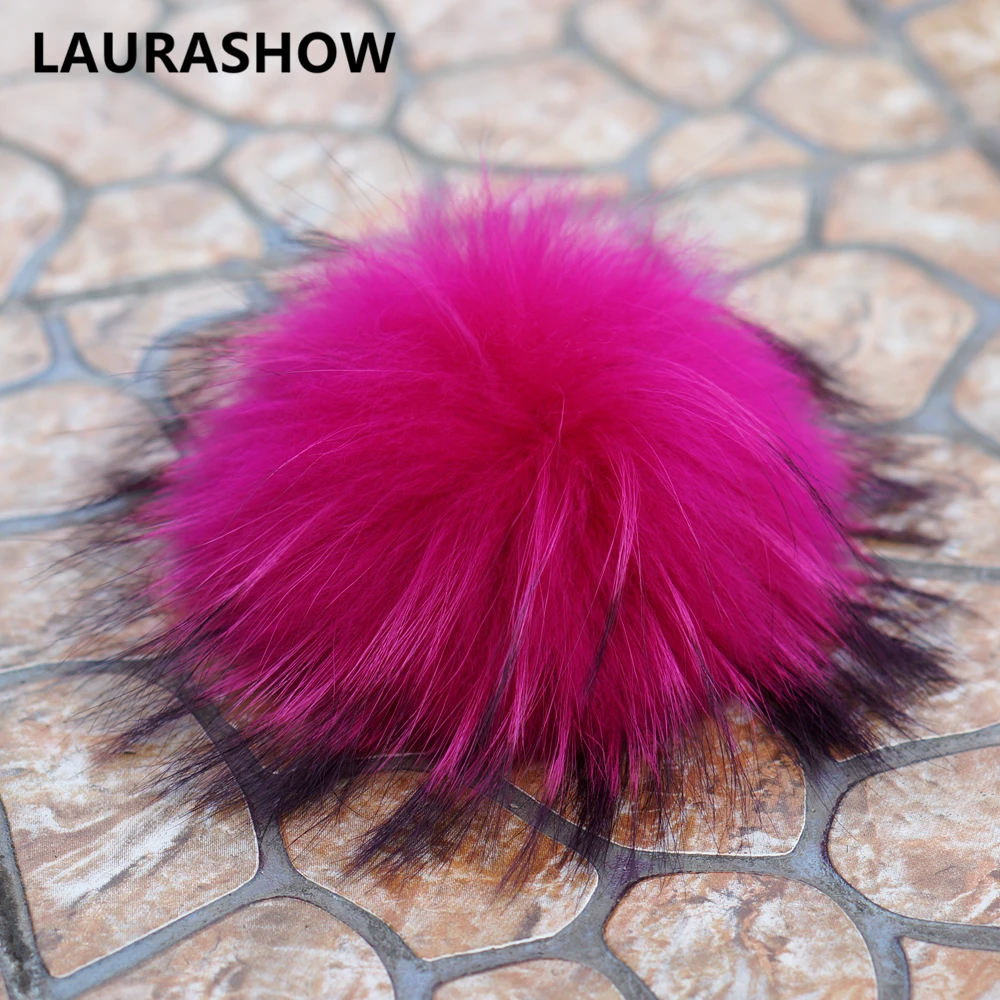 Aurashow/16-17 см, натуральный мех енота, норки, лисы, 6 шт./партия, разноцветные меховые зимние помпоны для обуви, сумка, шапка, меховая шапка, аксессуары
