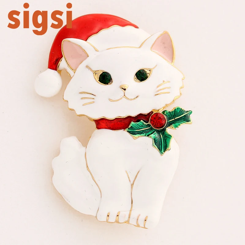 Бесплатная доставка DHL 100 шт. в партии Рождество Белый Кот котенок Санта-Клаус