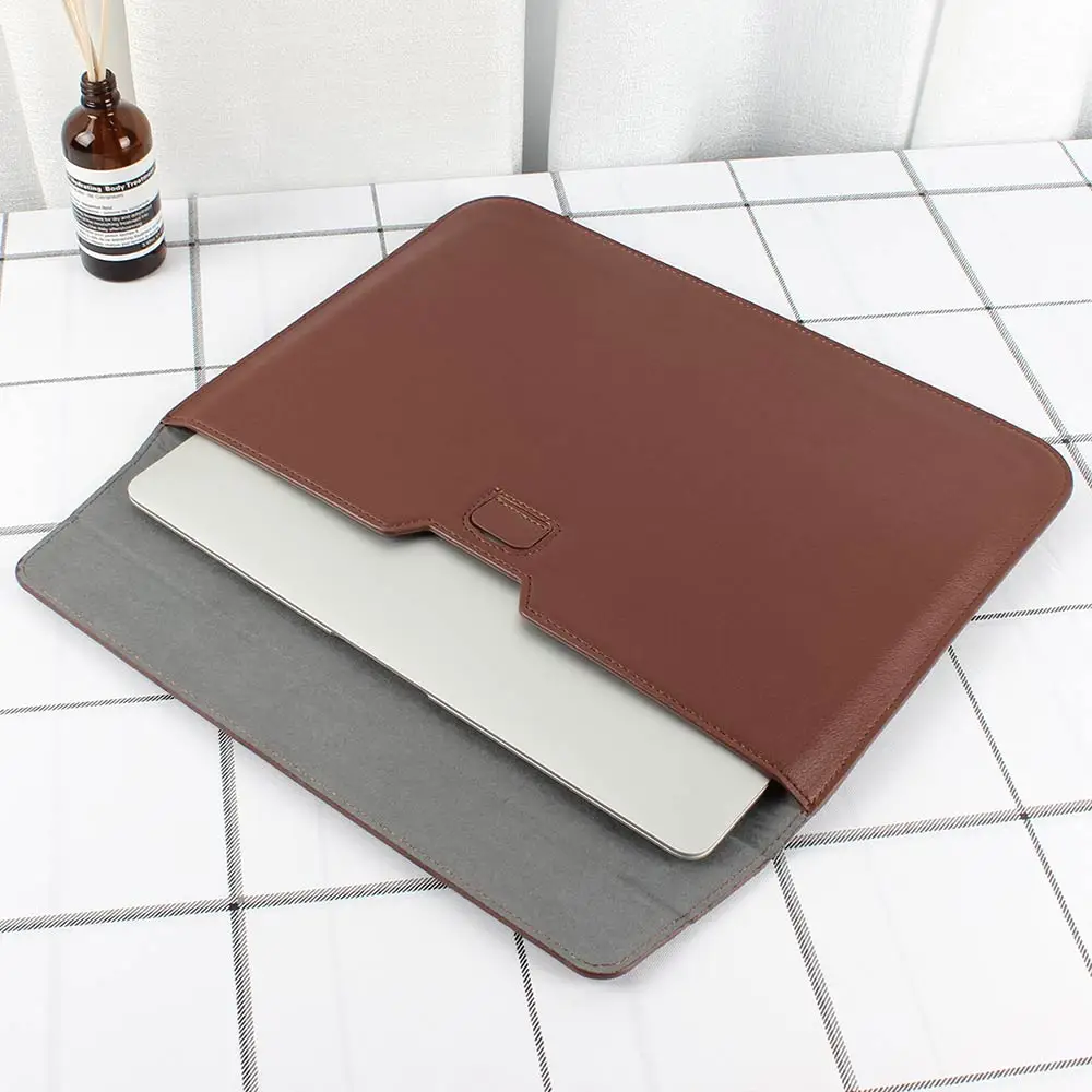 brown Для Macbook Air 13 11 дюймов чехол, чехол-кошелек для Macbook Pro 13 15 retina ультра тонкая сумка для переноски с подставкой - Цвет: brown
