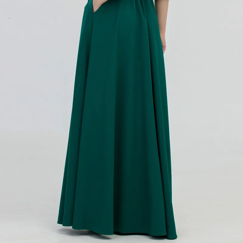 Милое весенне-летнее женское длинное богемное пляжное платье с круглым вырезом