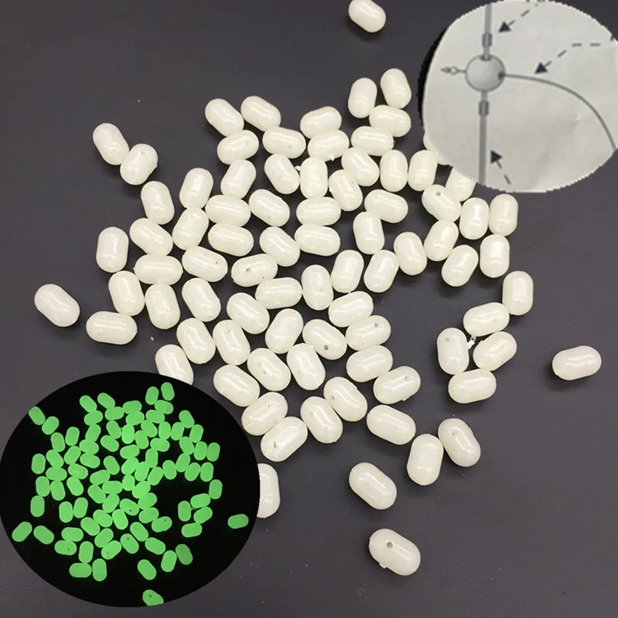 1000 * светящиеся рыболовные пластиковые жесткие овальные бусины двойные