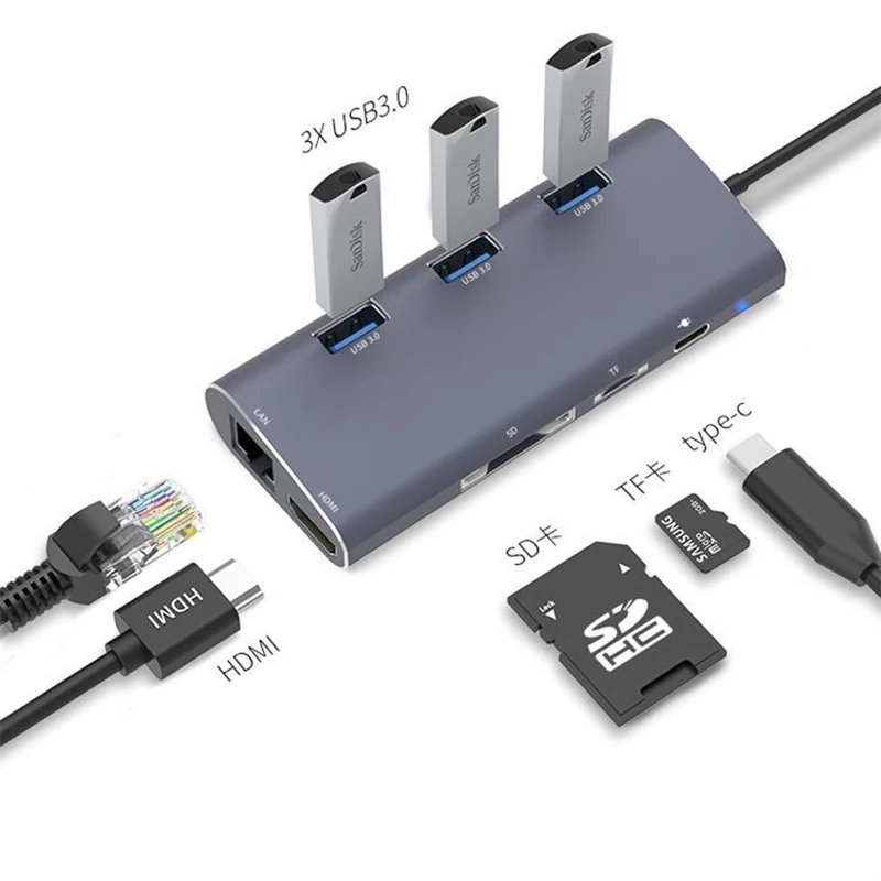 Usb-хаб Baolyda C к HDMI RJ45 Thunderbolt 3 док-станция для MacBook samsung Galaxy S10 huawei mate 20 P20 Pro type C USB 3,0 концентратор
