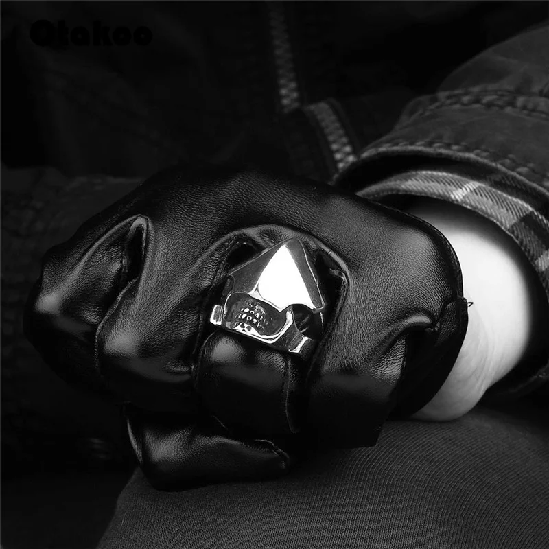 Otakoo 316L кольца из нержавеющей стали с инопланетянином черепом для мужчин