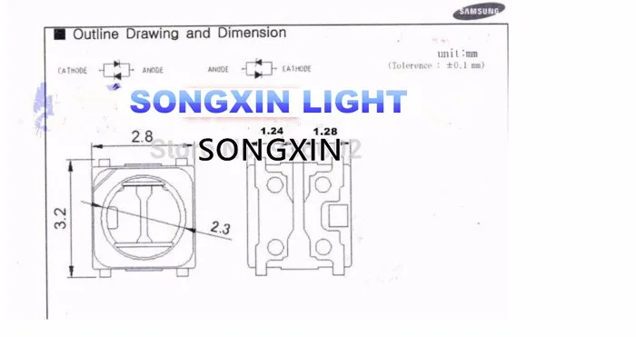 100 шт. специальная светодиодная подсветка флип чип LED 1 5 Вт 3 в 3228 2828 SPBWH1322S1KVC1BIB