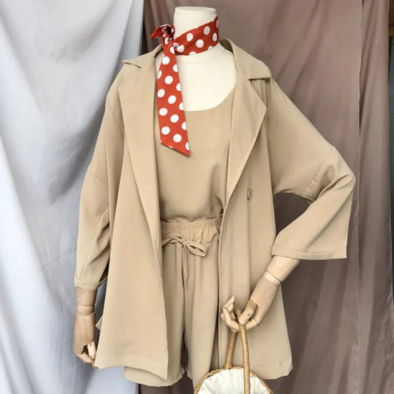 2019 Корея Весна новая женская одежда костюм сплошной цвет Тонкий куртка топики