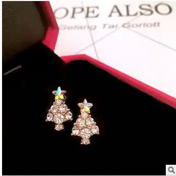 Милая серьга с рождественской тематикой Санта Клаус Снеговик елка колокольчик