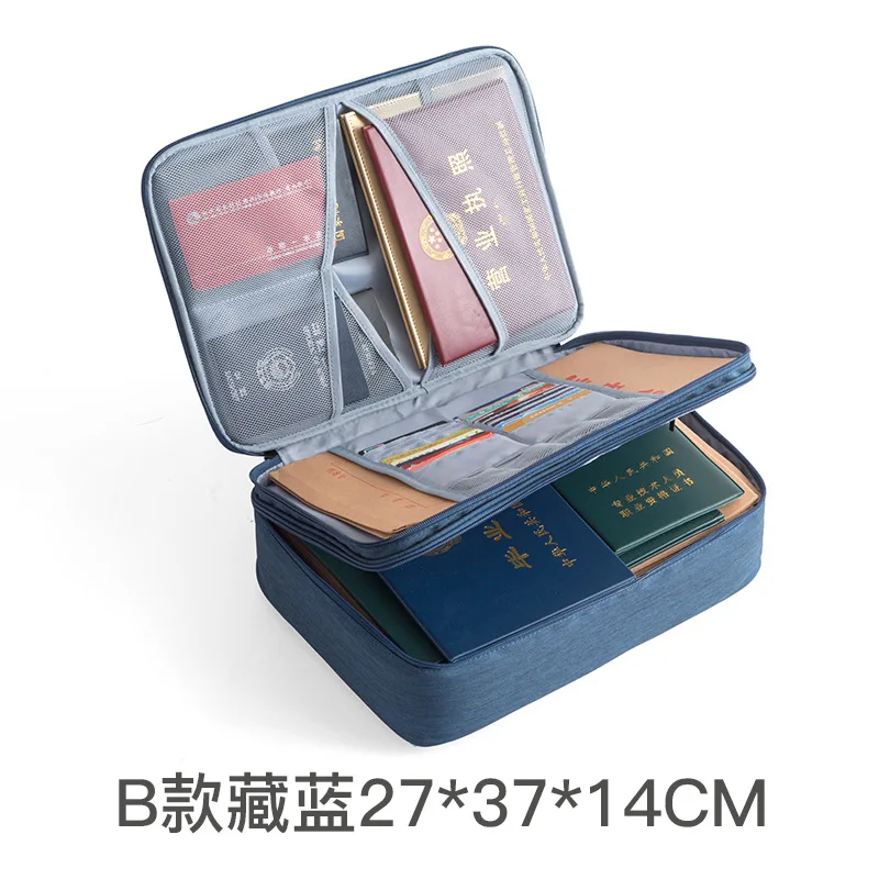 Темно-синий Folder Document Bag Multi-function A4 Grid File Folder Fabric Document Boxs Holder Storage For Passport Ticket Package Pouch - Цвет: Темно-синий