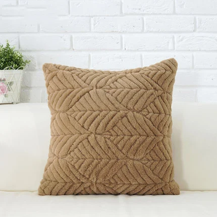 Coffee 45x45cm Мягкий однотонный чехол для подушки, плюшевый чехол для подушки, розовый, синий, кофейные листья, узор, домашняя декоративная наволочка, 45x45 см, 30x50 см - Цвет: Coffee 45x45cm
