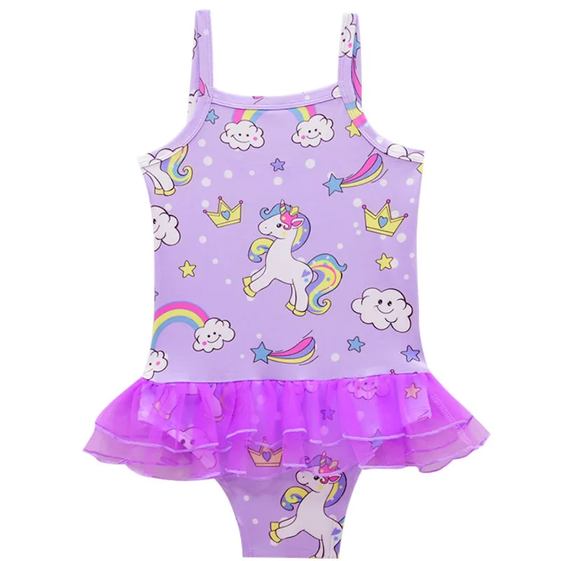 Baby Girl Cute Unicorn Party Dress Kids Swimsuits Girls Swimming bikini Bathing Suit Unicornio Rainbow princess Dresses | Детская одежда