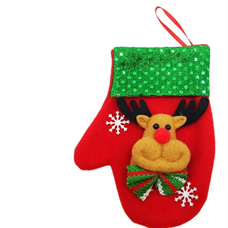 

Gloves Shape Cutlery Bag Christmas Decoration 6pcs Candy Knives & Forks Gift Bags Christmas Cutlery Holder For Dinner Xmas Decor