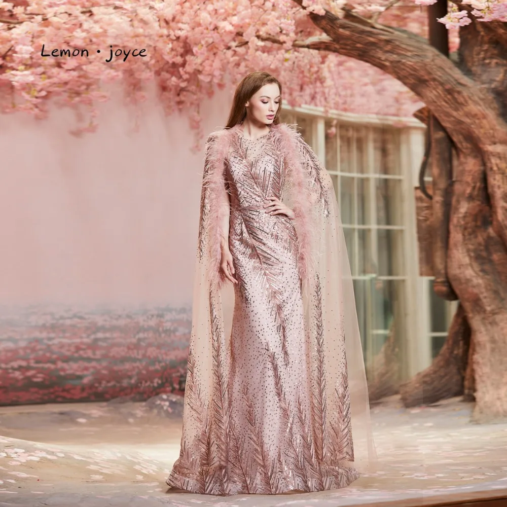 Lemon joyce/вечернее платье до пола с О образным вырезом и перьями 2020|Вечерние платья| |