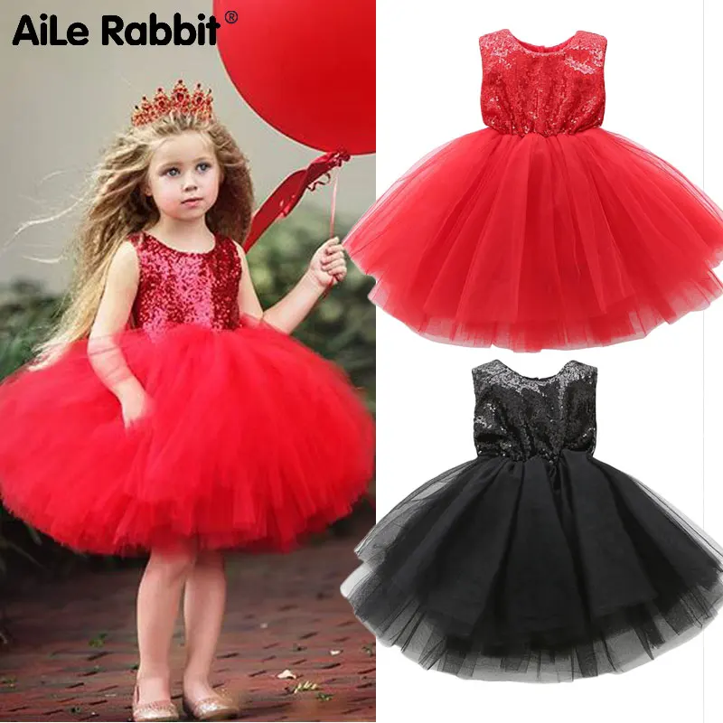 

AiLe Rabbit Princess Kids Baby Fancy Wedding Dress Sleeveles Sequins Party Dress For Girl Summer Dresses 302505