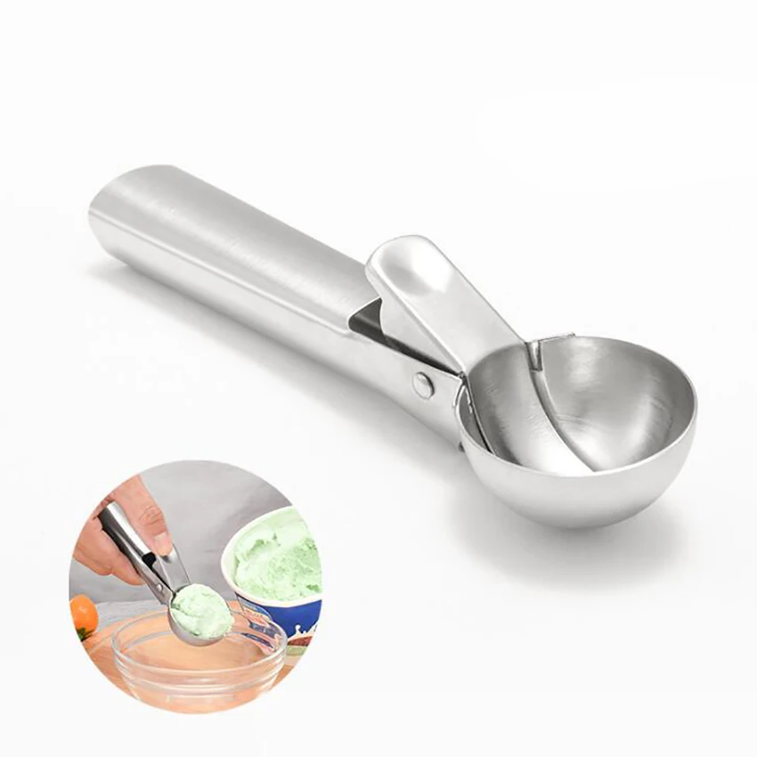 

Stainless Steel Ice Cream Scoop with Easy Trigger Fruits Watermelon Scoop Dipper for Frozen Yogurt, Meat Balls, Cookie Dough