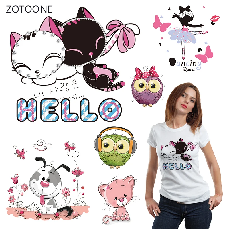 ZOTOONE розовый кот утюжок для переноса нашивки в полоску на одежду сделай сам