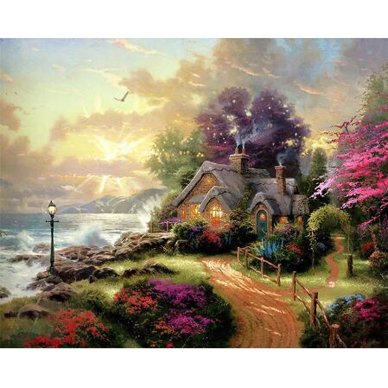 5D DIY Diamond Painting landscape House Cross Stitch Full Scenery diamond Embroidery rhinestones Christmas gift DA254 | Дом и сад