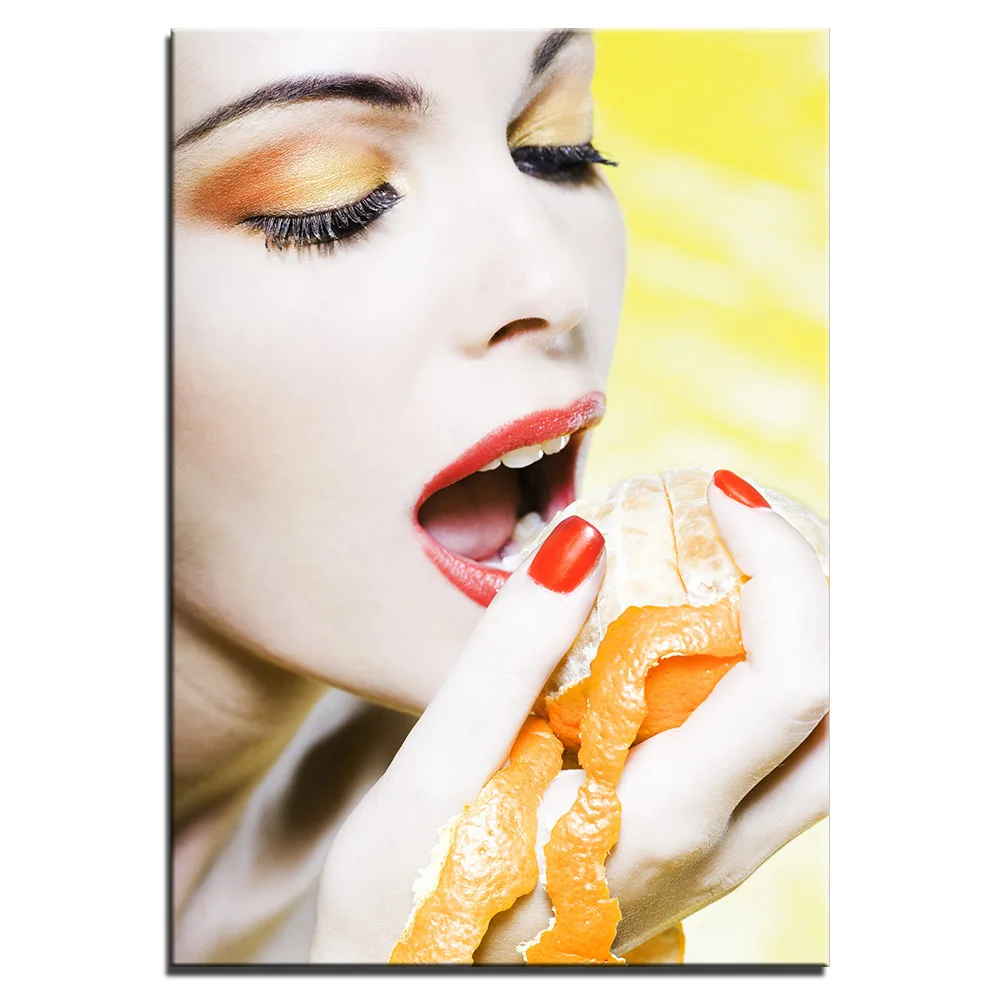 

Canvas Painting Poster Wall Art 1 Piece Orange girl HD Printed makeup Wall Picture for Living Room Home Decor F2692