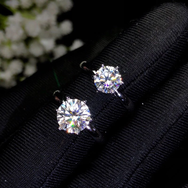 BOEYCJR Классический 925 серебро 1ct/2ct F цвет Moissanite VVS обручальное свадебное кольцо с бриллиантом с национальным сертификатом для женщин