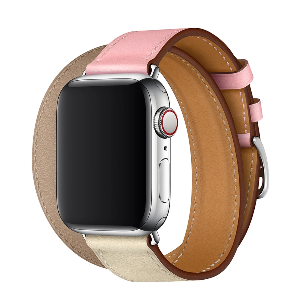 Кожаный ремешок для Apple watch группа 42 мм 38 iWatch 4 44 40 двойной походный браслет 3 2 1 herme |
