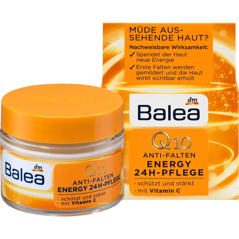 

Germany Balea Q10 Anti Wrinkle Day Face Cream 24H Energy Antioxidant for Mature Skin Age 35+Improve Skin Elasticity Vegan