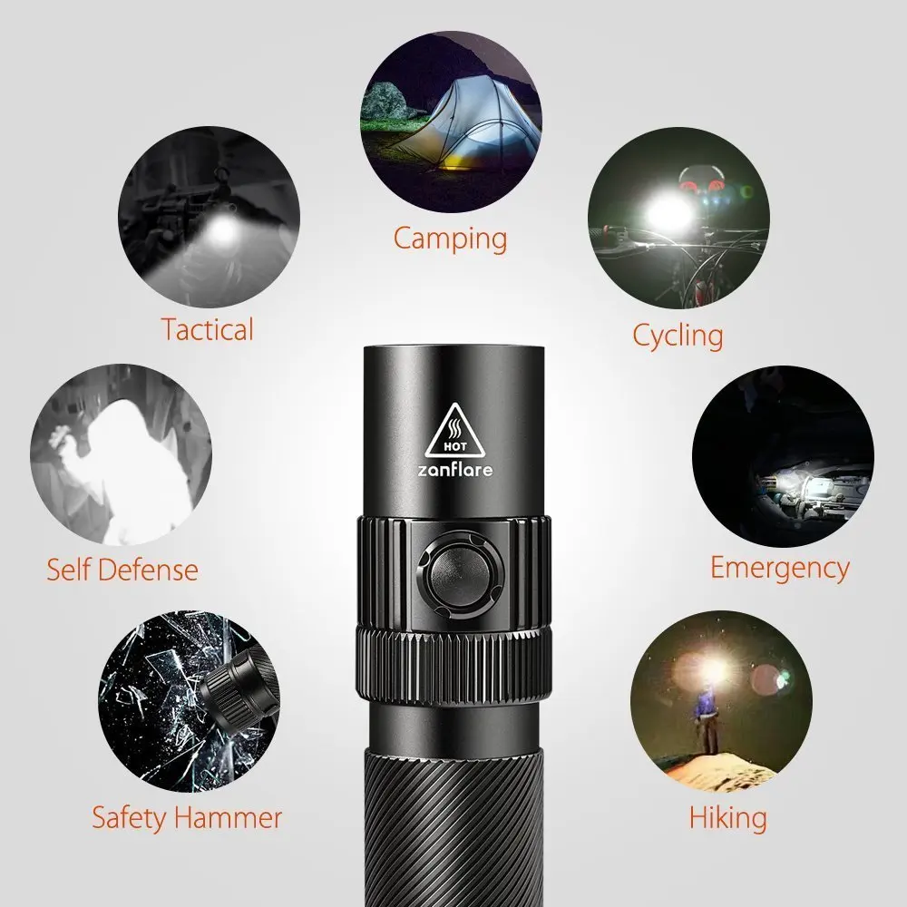 Zanflare F1 USB Перезаряжаемые фонарик Алюминий Водонепроницаемый светодио дный Torch Light