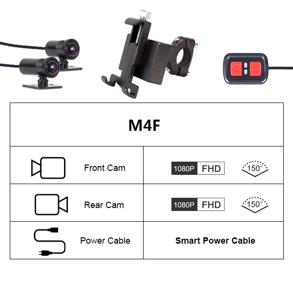M4F - Smar Power SYS VSYS P4F WiFi Dual 1080P кронштейн для крепления камеры мотоцикла DVR Dash Cam Водонепроницаемый+ держатель для телефона с USB зарядным устройством SONY IMX323 - Название цвета: M4F - Smar Power