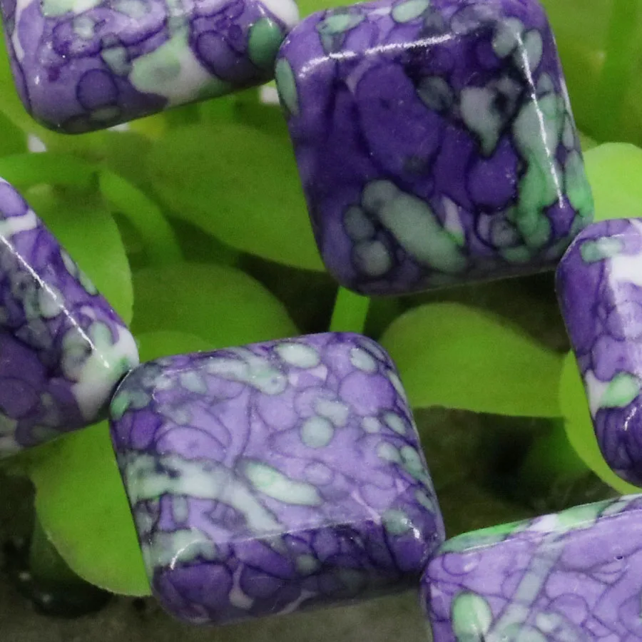 Модные радужные камни в виде цветов дождя 14 мм диагональный квадрат свободные