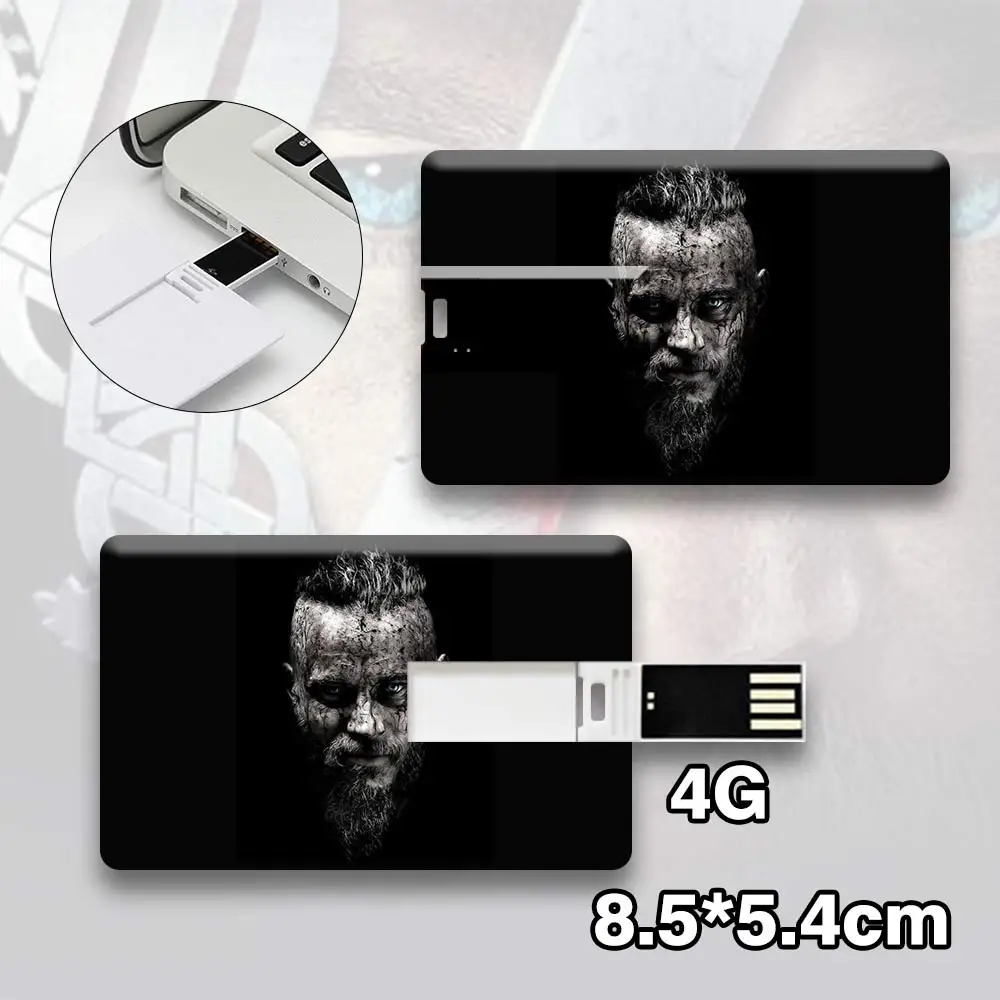 Suncomics Vikings Ragnar Lothbrok 4 GB Pendrive Кредитная карта формы водонепроницаемый USBFlash