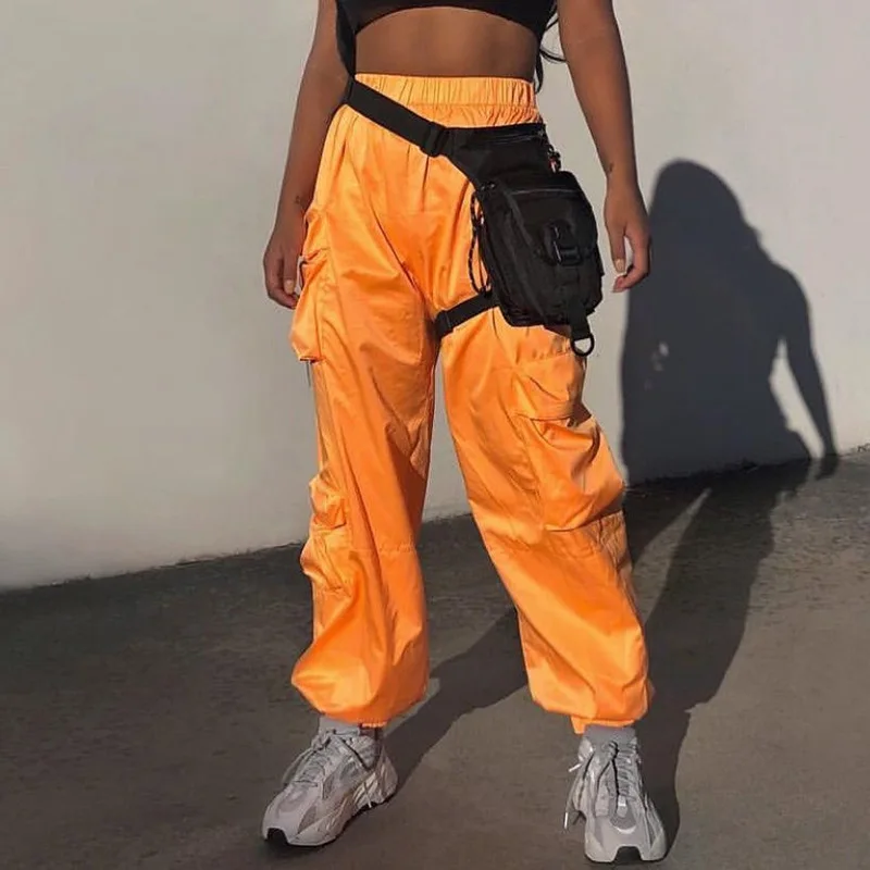 Женские повседневные брюки карго серые свободные с высокой талией Капри в