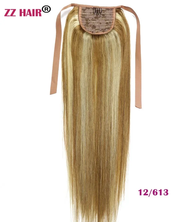 ZZHAIR 120 г 1"-28" машинное производство, волосы remy, лента, конский хвост, на заколках, человеческие волосы для наращивания, 22 цвета, конский хвост, Натуральные Прямые