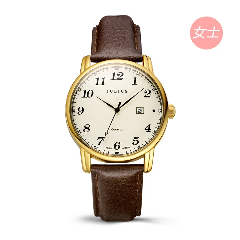 Юлий Для женщин часы топ модного бренда женский Gold Case календарь Дисплей