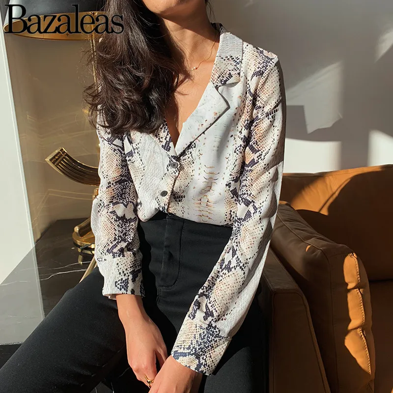 2018 Женские топы из змеиной кожи повседневные женские блузки на пуговицах модная