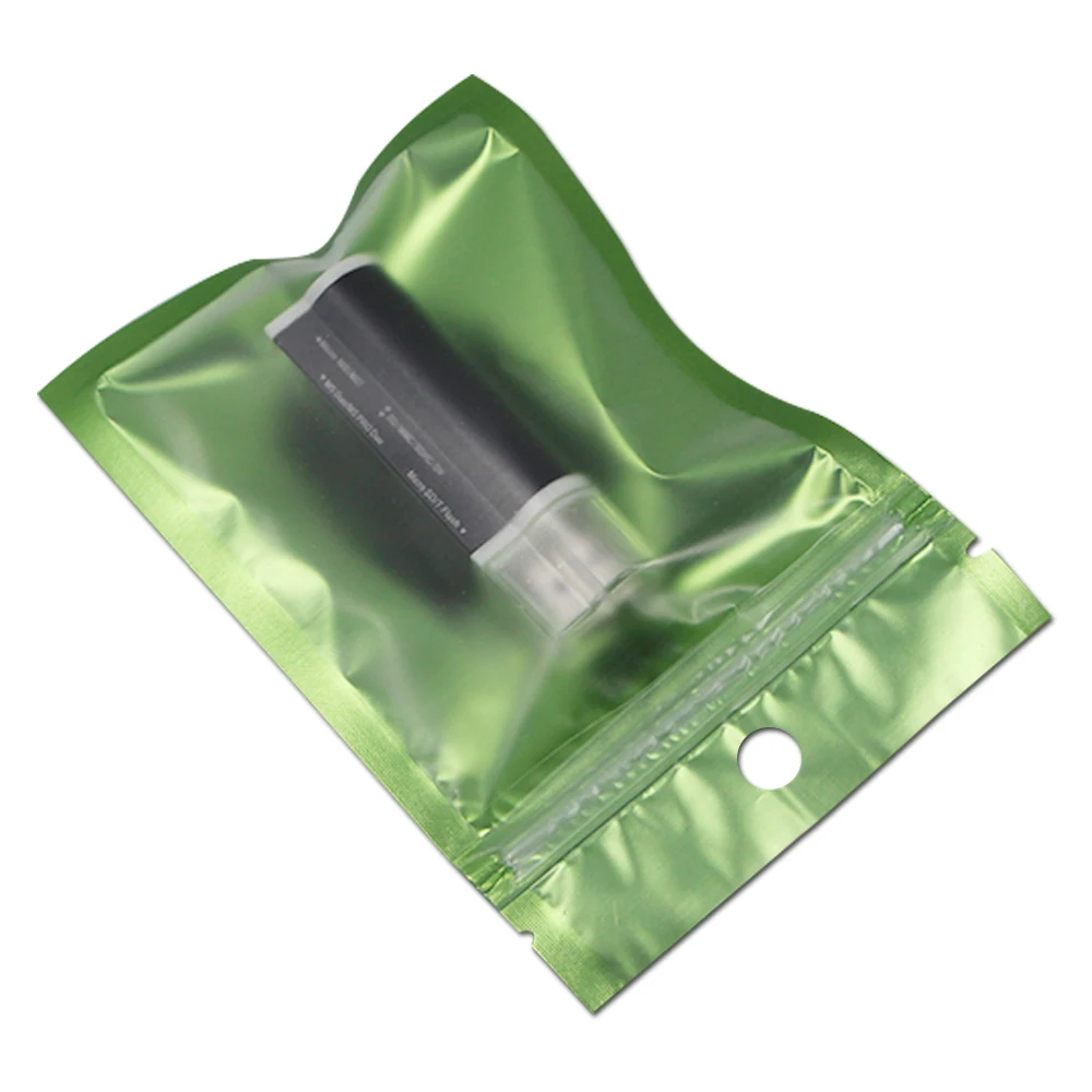 

100Pcs/lot 9x16cm (3.5"x6.3") Matte Clear Front Orange Green Aluminum Foil Zip Lock Package Bag with Hang Hole for Electronics