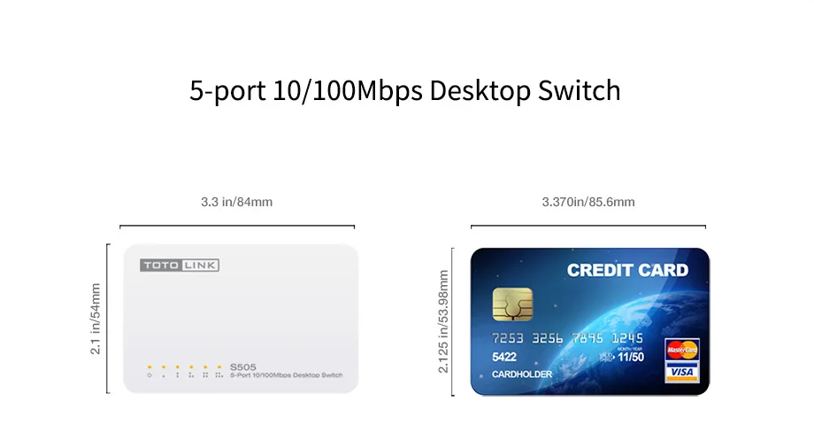 TOTOLINK S505 мини Ethernet коммутатор 5 портов 100 Мбит/с Настольный сетевой переключатель, полный/полудуплексный, подключи и играй для дома/малого использования Soho