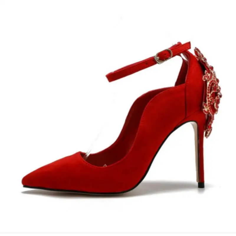 Женские туфли с острым носком высокие привлекательные из натуральной кожи на