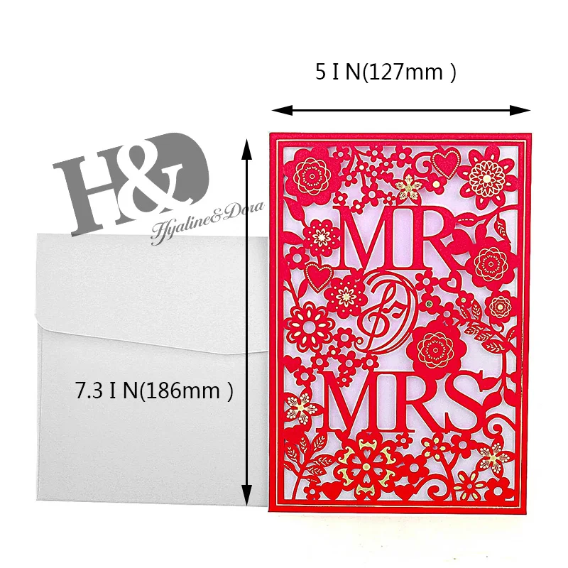 H & D Свадебные украшения 1 шт. лазерная резка MR MRS элегантные приглашения на