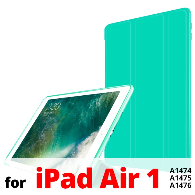 Mint Green for Air 1 Умный чехол для iPad Air 2 Air 1 9,7 с магнитной подставкой, силиконовая Мягкая задняя крышка из ТПУ для iPad 5 6 из искусственной кожи чехол для iPad Air 2 Чехол - Цвет: Mint Green for Air 1