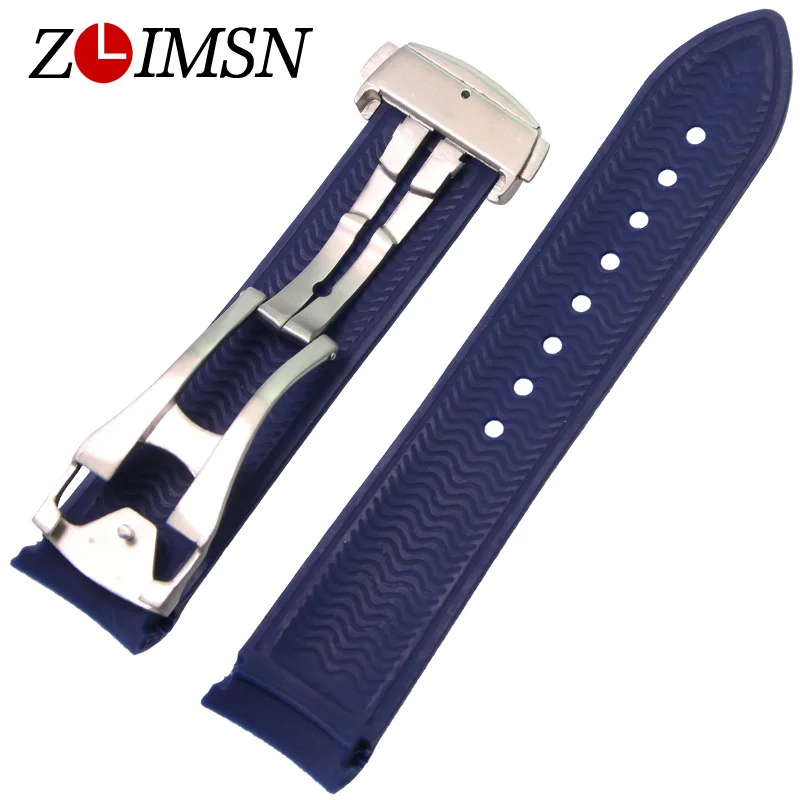 ZLIMSN Rubber Silicone Watch Bands For Omega Seamaster Ocean 232 Folding Buckle Strap Brand Watchband Sports 22mm