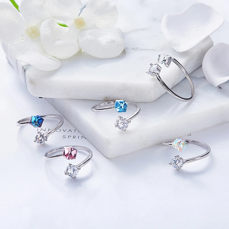 Женские кольца Cdyle из стерлингового серебра 925 пробы с кристаллами бесплатная