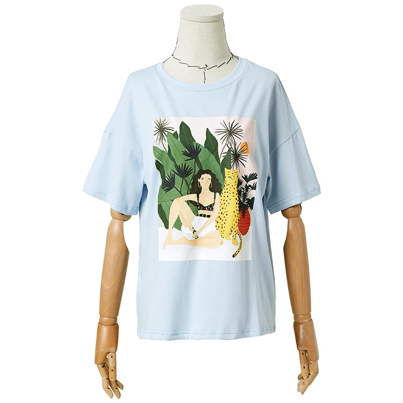 Женская футболка с короткими рукавами ARTKA разноцветная Повседневная круглым