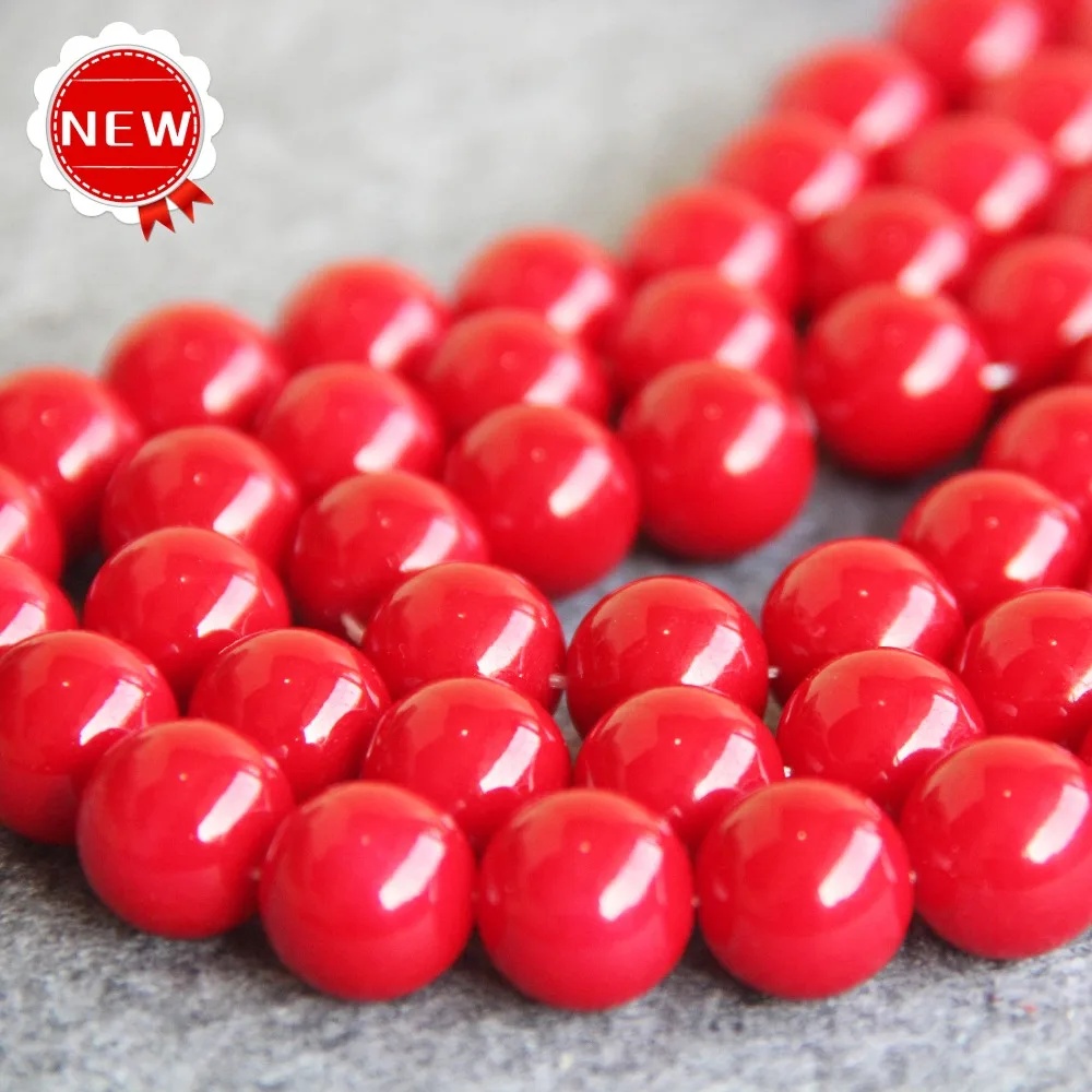 

New For Necklace&Bracelet 14mm Imitation Dark Red Pearl Beads DIY Gifts For Women Girl Loose Beads Jewelry Making Design 15inch