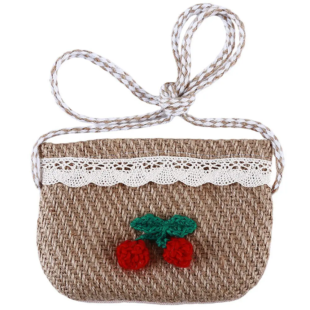 Новая модная льняная женская наплечная сумка милые наклейки вишни мини