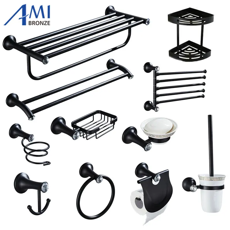 Нержавеющая сталь черная краска Кристалл ПОЛОТЕНЦЕДЕРЖАТЕЛЬ для ванной полка