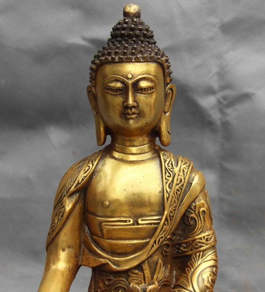 Будда Шакьямуни Статуя медная бронзовая позолота Amitabha Rulai Sakyamuni статуя бога Будды