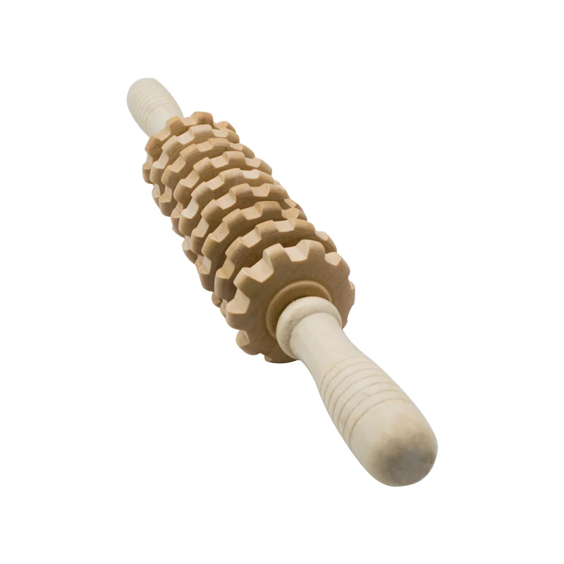 Ручной массажер для мышц деревянная роликовая палочка 9 колес инструмент