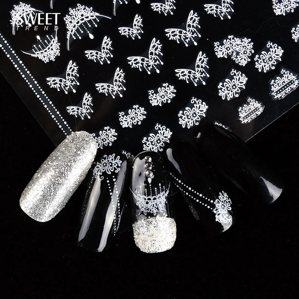 1 Sheet White Necklace Jewelry 3d Nail Art Stickers Adhesive Tips Decals Beauty Creative Decoration Tools LAF113 | Красота и здоровье