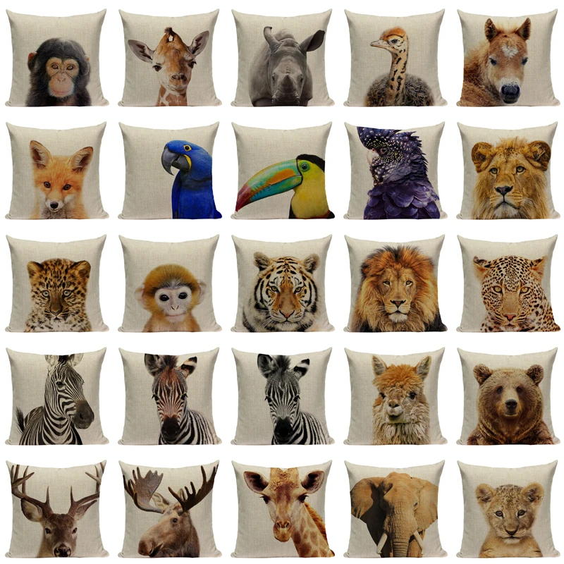 

Animal series cushion cover home cushions Custom throw pillows Tiger Elephant Monkey pillow cover
