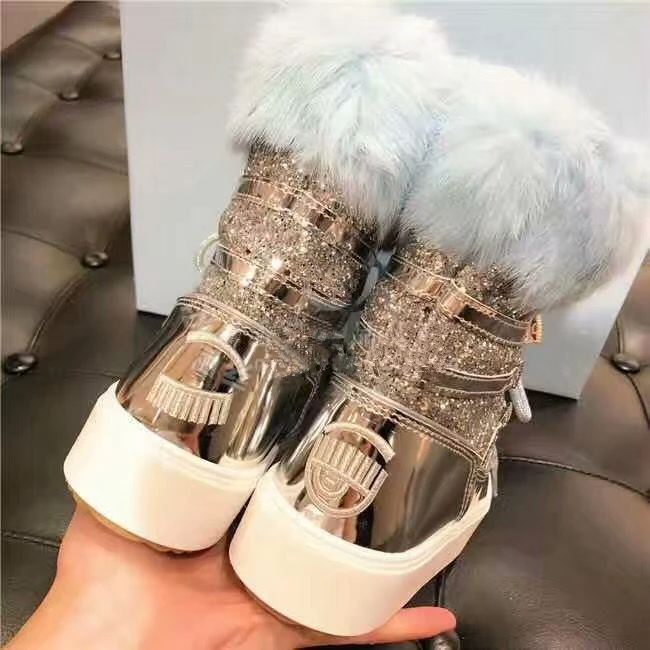 Botas Mujer; Серебристые зимние ботинки из натуральной кожи и шерсти; женские короткие зимние ботинки на шнуровке; женская теплая обувь; ботинки на платформе с мехом внутри