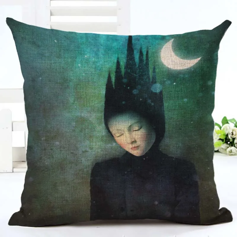 18-дюймовая Цифровая печатная подушка чехол с рисунком сказочной девушки