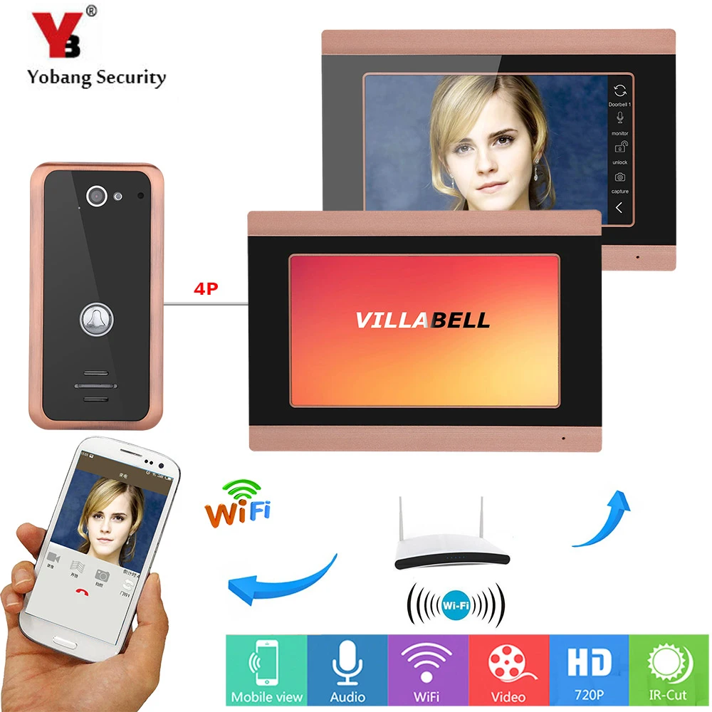 Видеодомофон yobangsafety с дистанционным управлением 7 дюймовый монитор Wi Fi