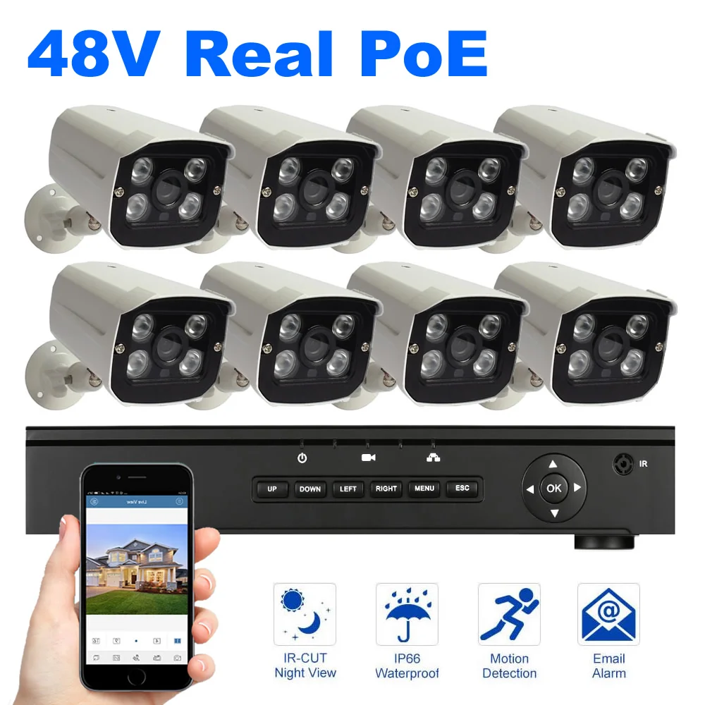 Комплект видеорегистратора POE 8 шт. 1080P 48 В 2 МП|kit 1080p|nvr kitpoe nvr kit |
